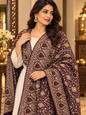 Deep Plum Paisley Swarovski Work Velvet Shawl