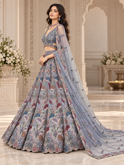 Elegant Grey Lehenga Choli Set