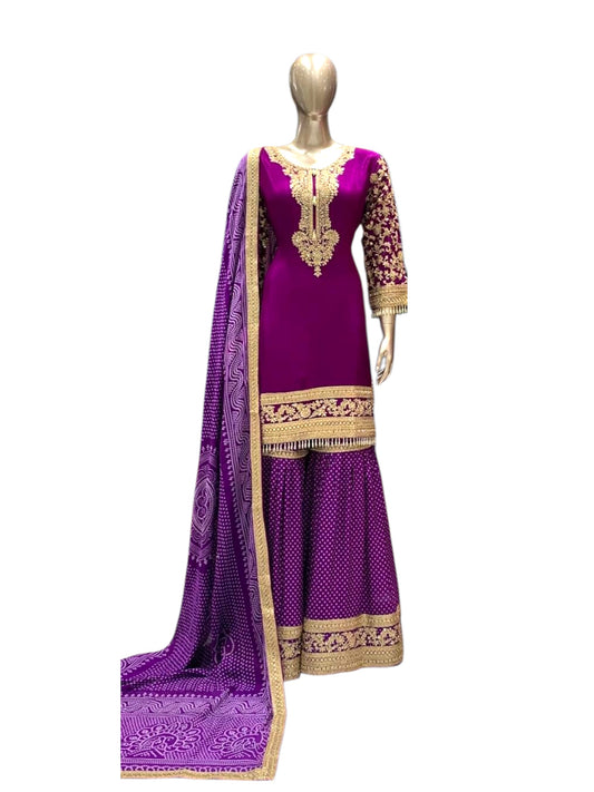 Ready To Ship Designer Pure Bandej Sharara Suit