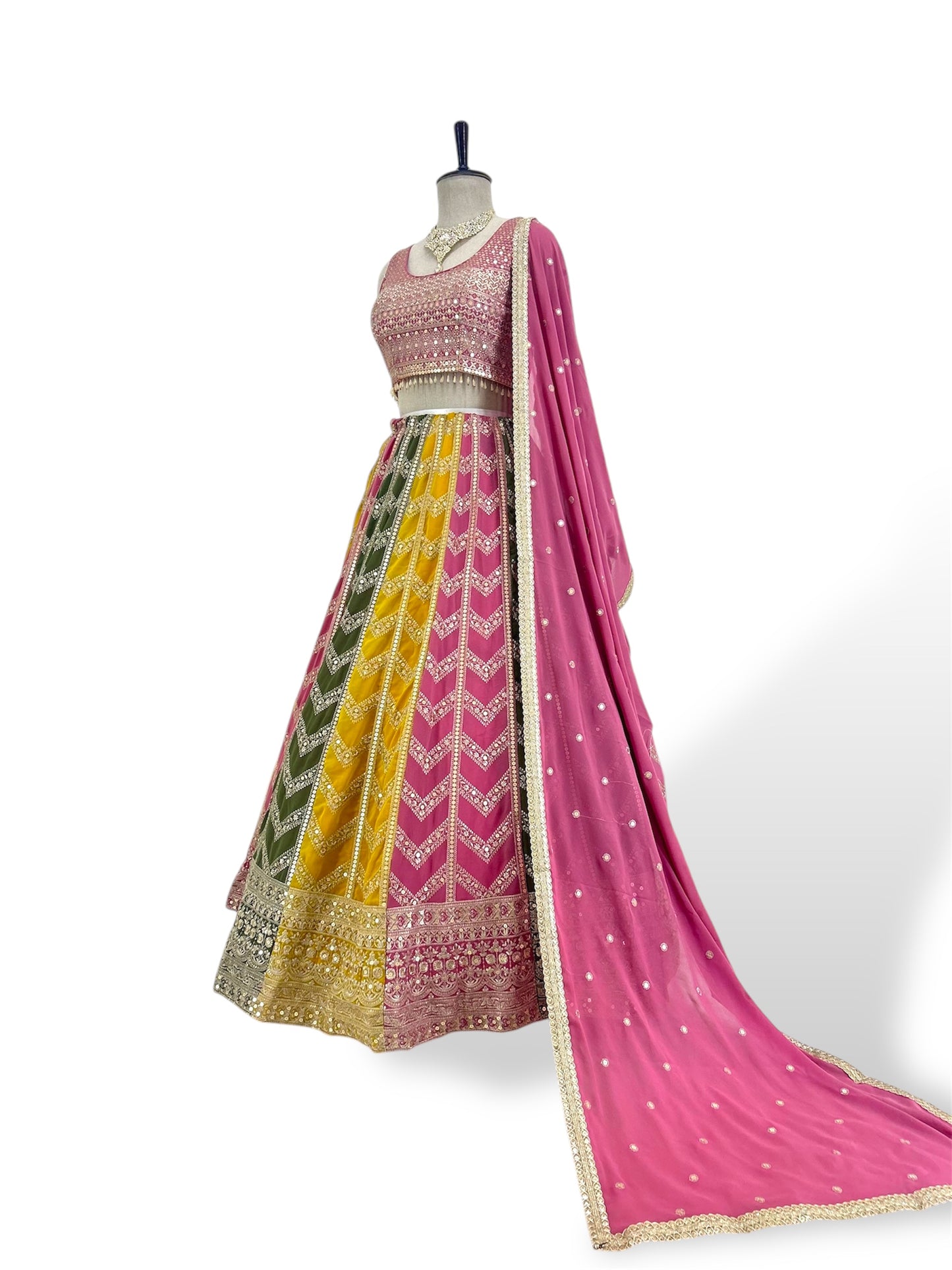 Multi-coloured Sequence Lehenga Set