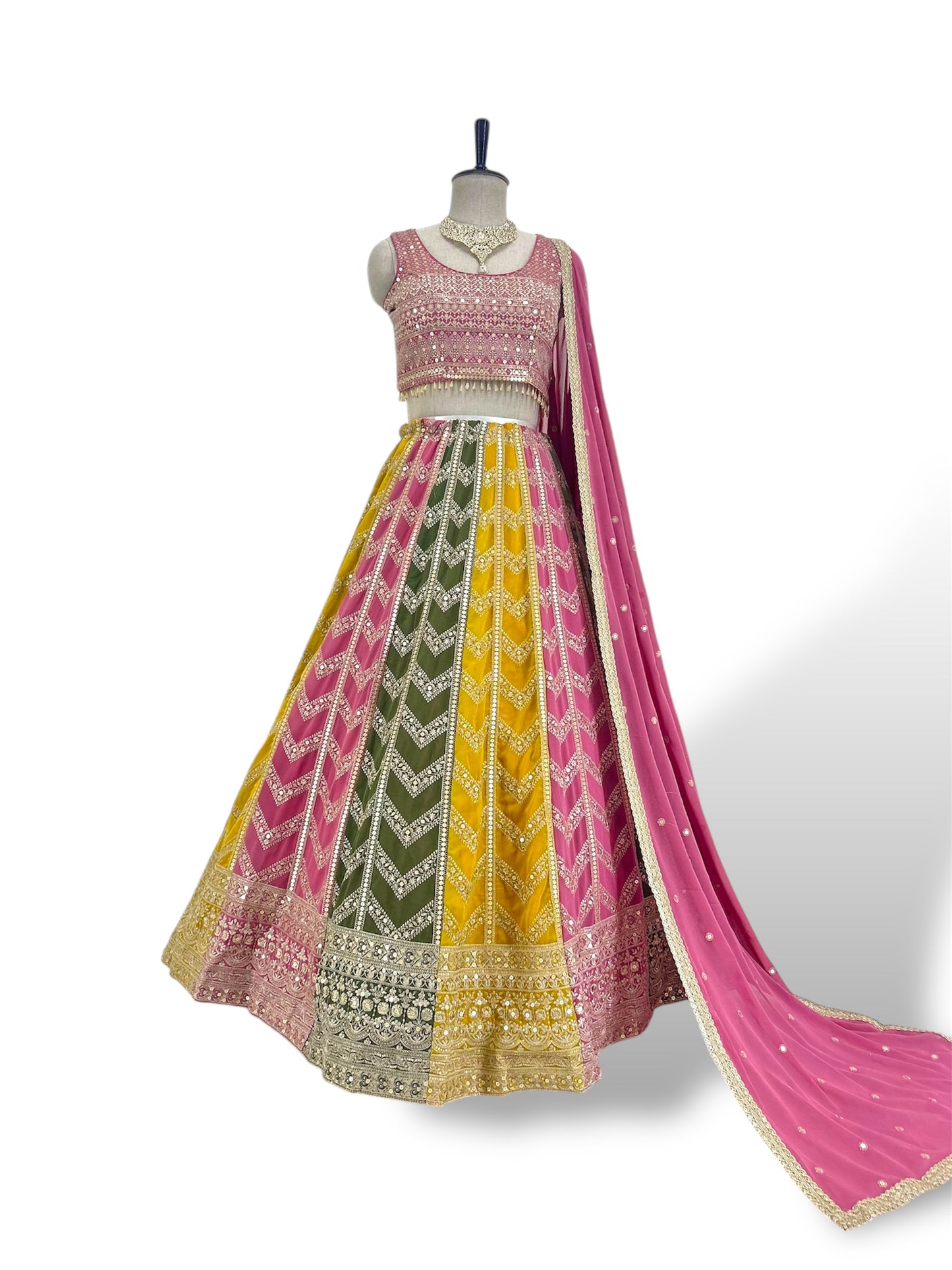 Multi-coloured Sequence Lehenga Set