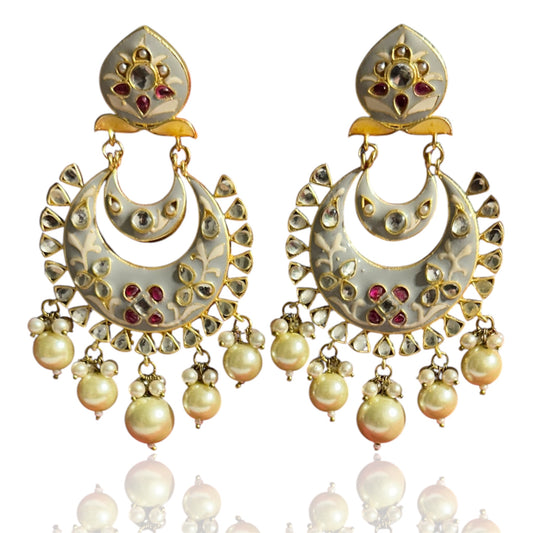 White Pearl Light Grey Earrings