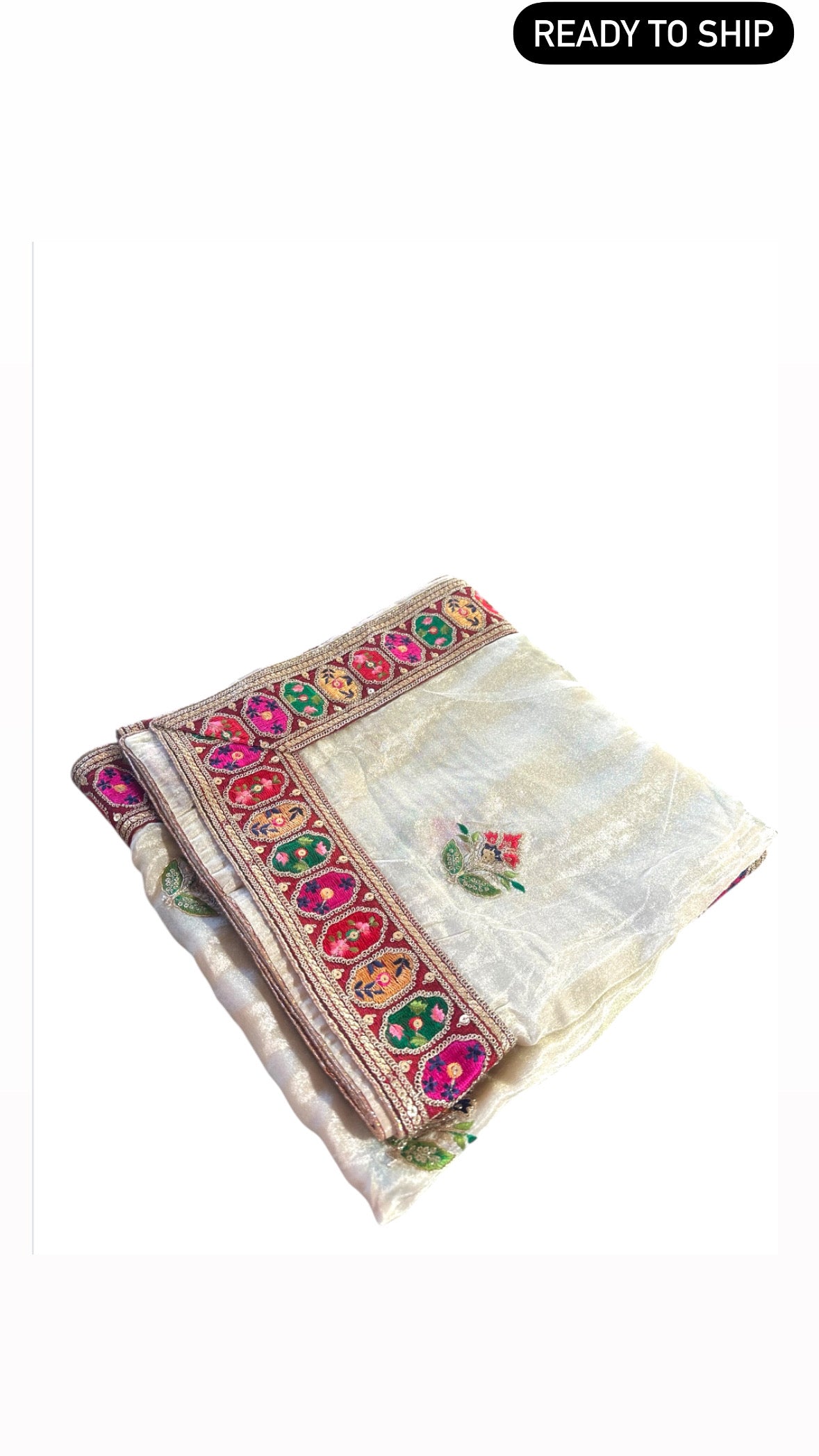 Multi Border Floral Embroidery Shimmer Dupatta