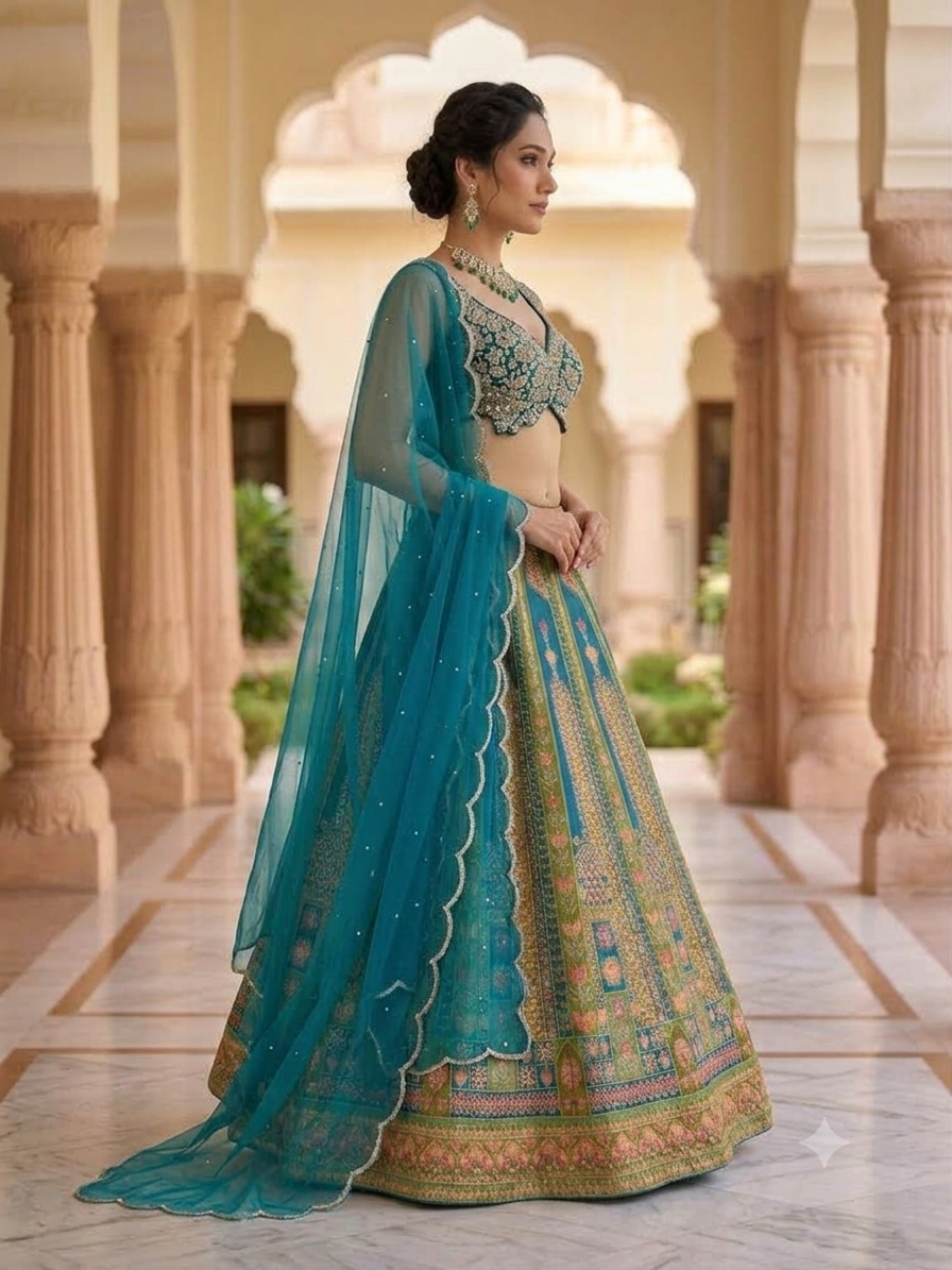 Peacock Handwork Lehenga Choli Set
