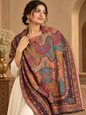 Coral Paisley Shawl with Jewel-Tone Borders