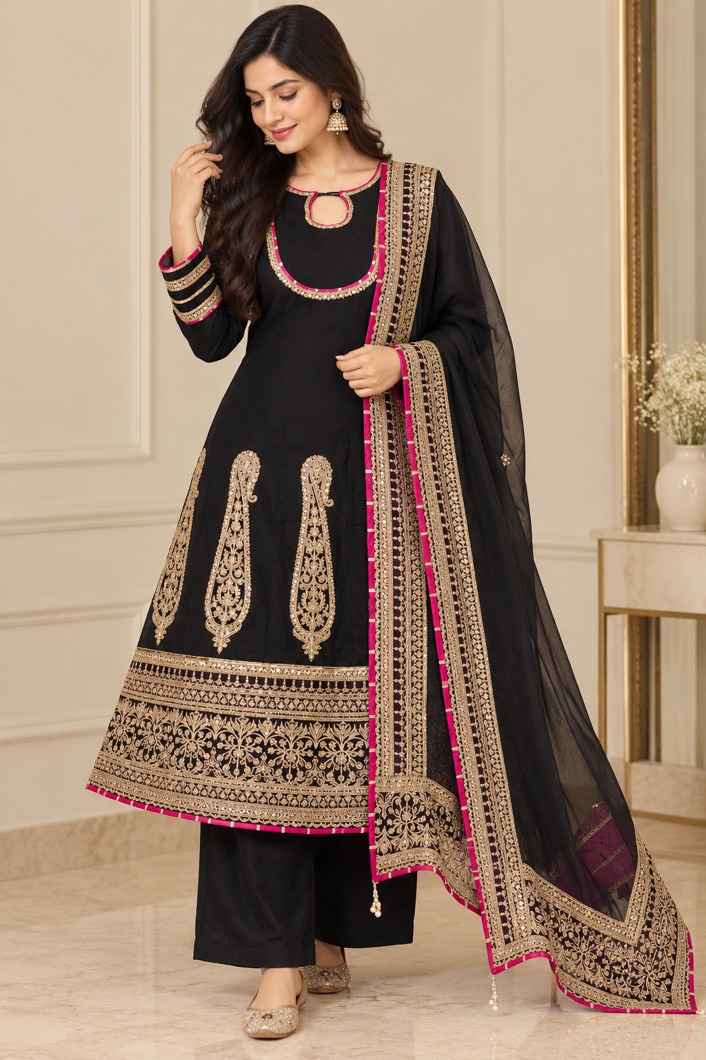 Black Anarkali Set