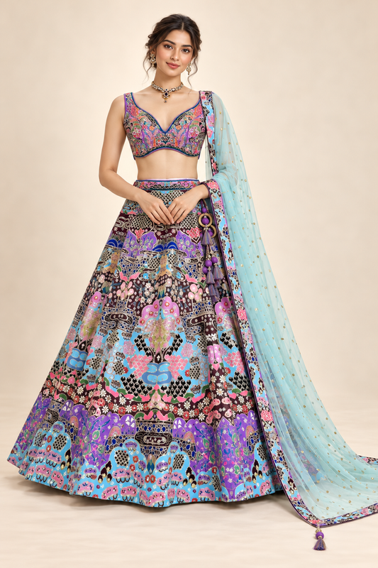 Light Pink  Floral Handwork Lehenga Set