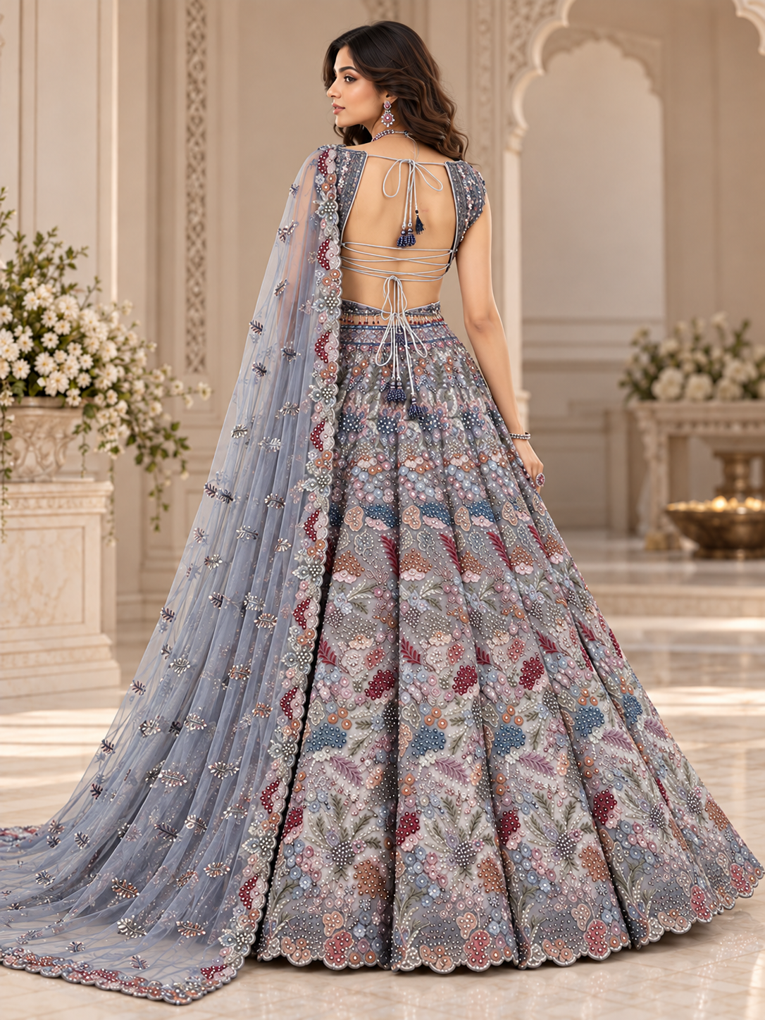 Elegant Grey Lehenga Choli Set