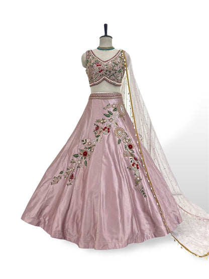 Off white Floral Embroidery Lehenga Set