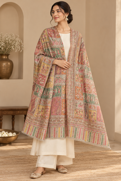 Pastel Heritage Patchwork Shawl