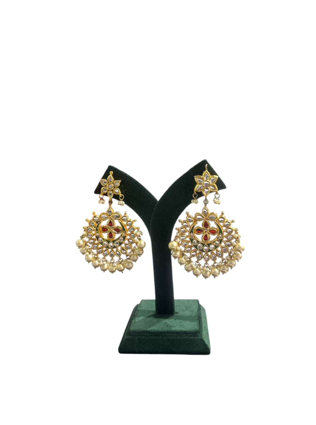 White Pearl Kundan Earrings