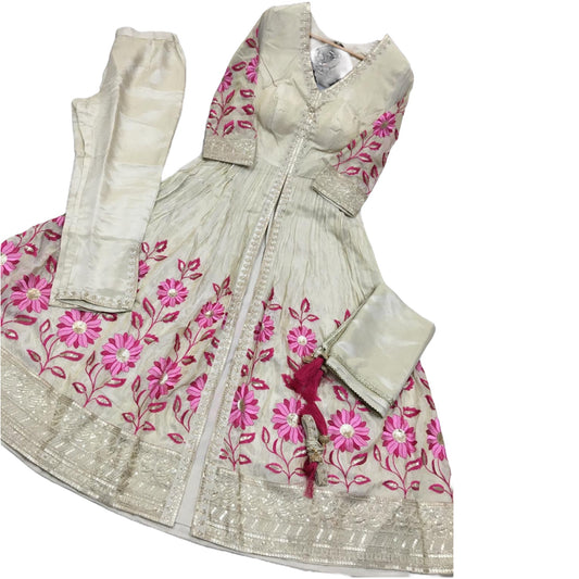Ready To Ship Pink Embroidery Anarkali Set