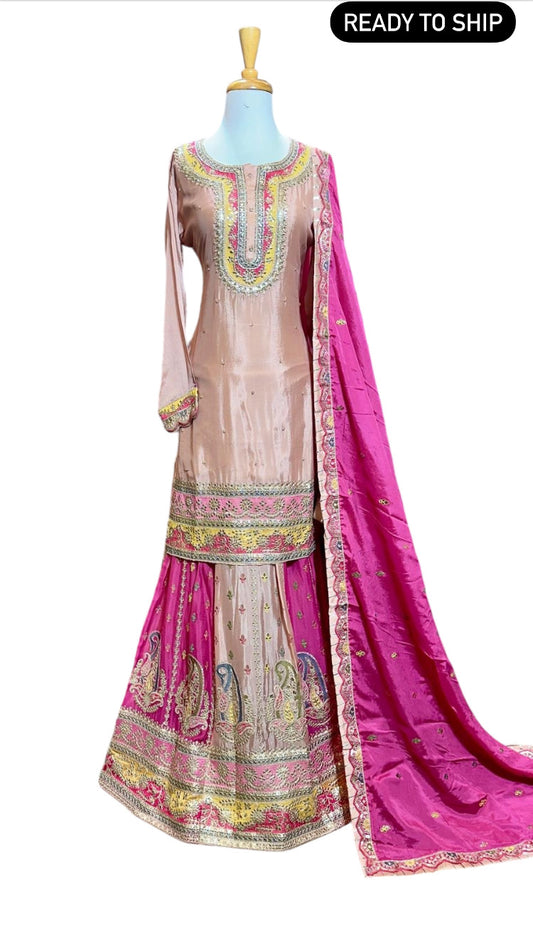 Blush Pink & Magenta Skirt Suit - Ready to Ship