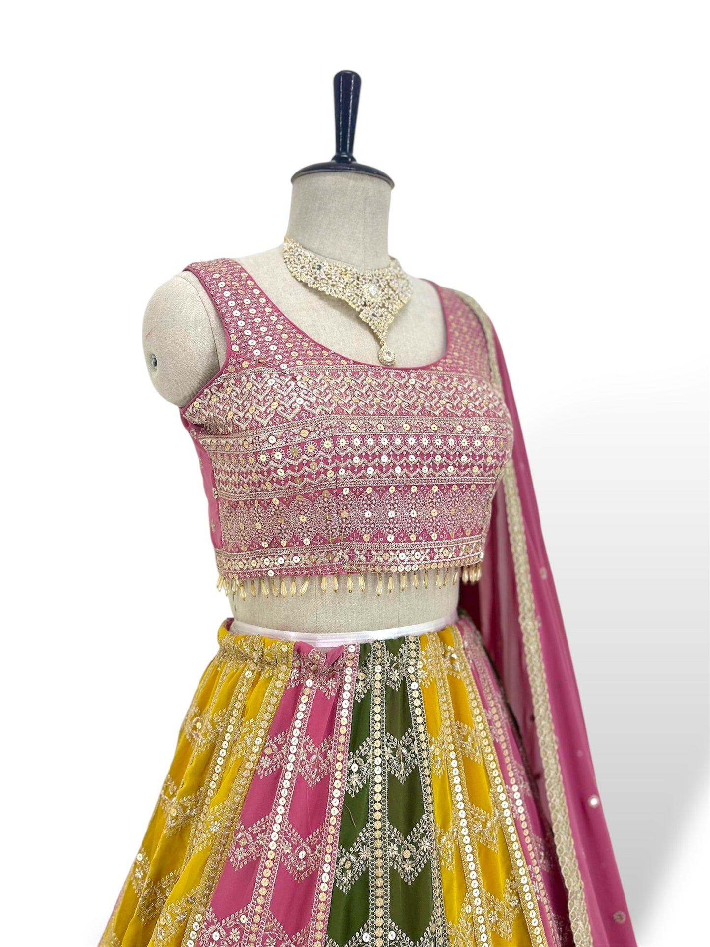 Multi-coloured Sequence Lehenga Set