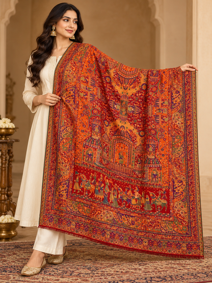 Rust Orange Palace Motif Shawl