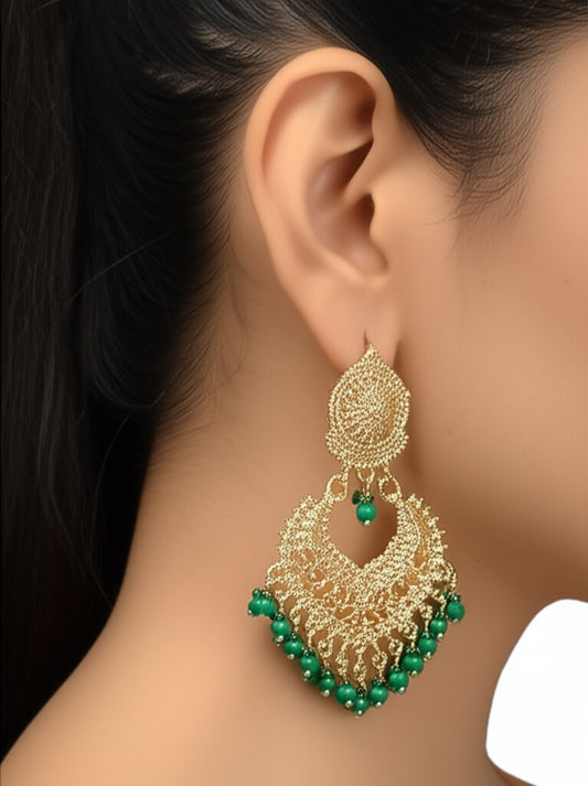 Gold & Green Pearl Earrings