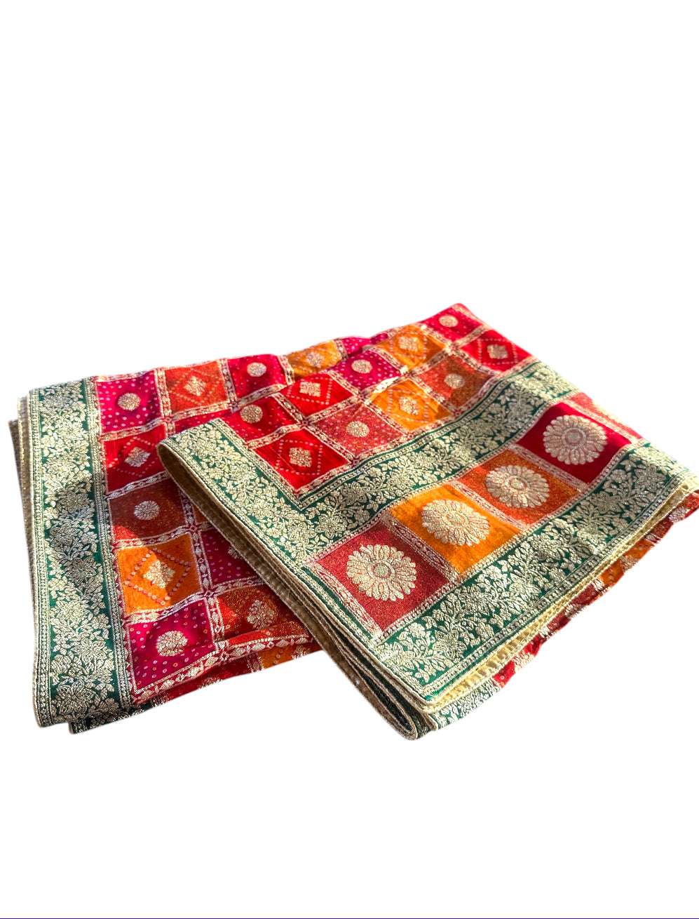 Banarsi Red Orange Block Print Dupatta