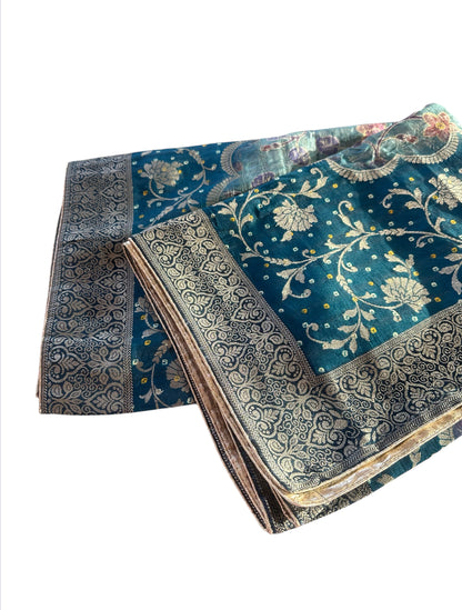 Banarsi Border Blue Dupatta