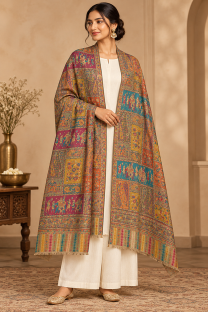 Multicolor Heritage work Shawl