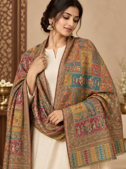 Multicolor Heritage work Shawl
