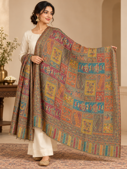 Multicolor Heritage work Shawl