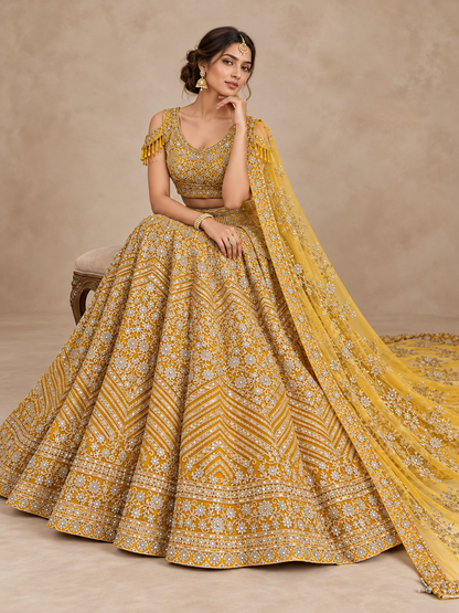 Beige Gold Lehenga Set