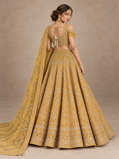 Beige Gold Lehenga Set