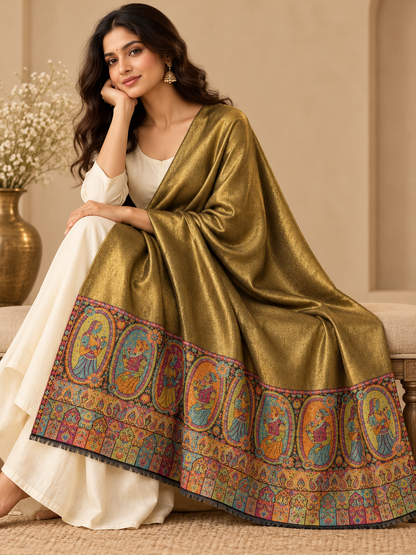 Pure Gold Shimmer with Traditional Figure Border