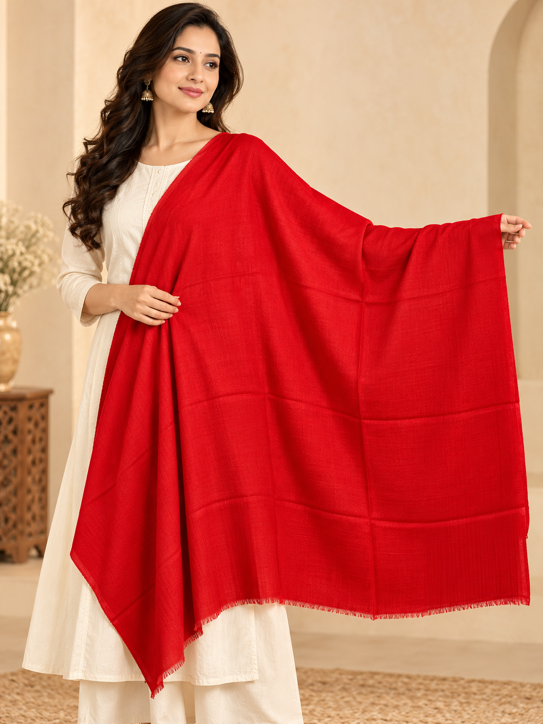 Classic Scarlet Red Solid Shawl