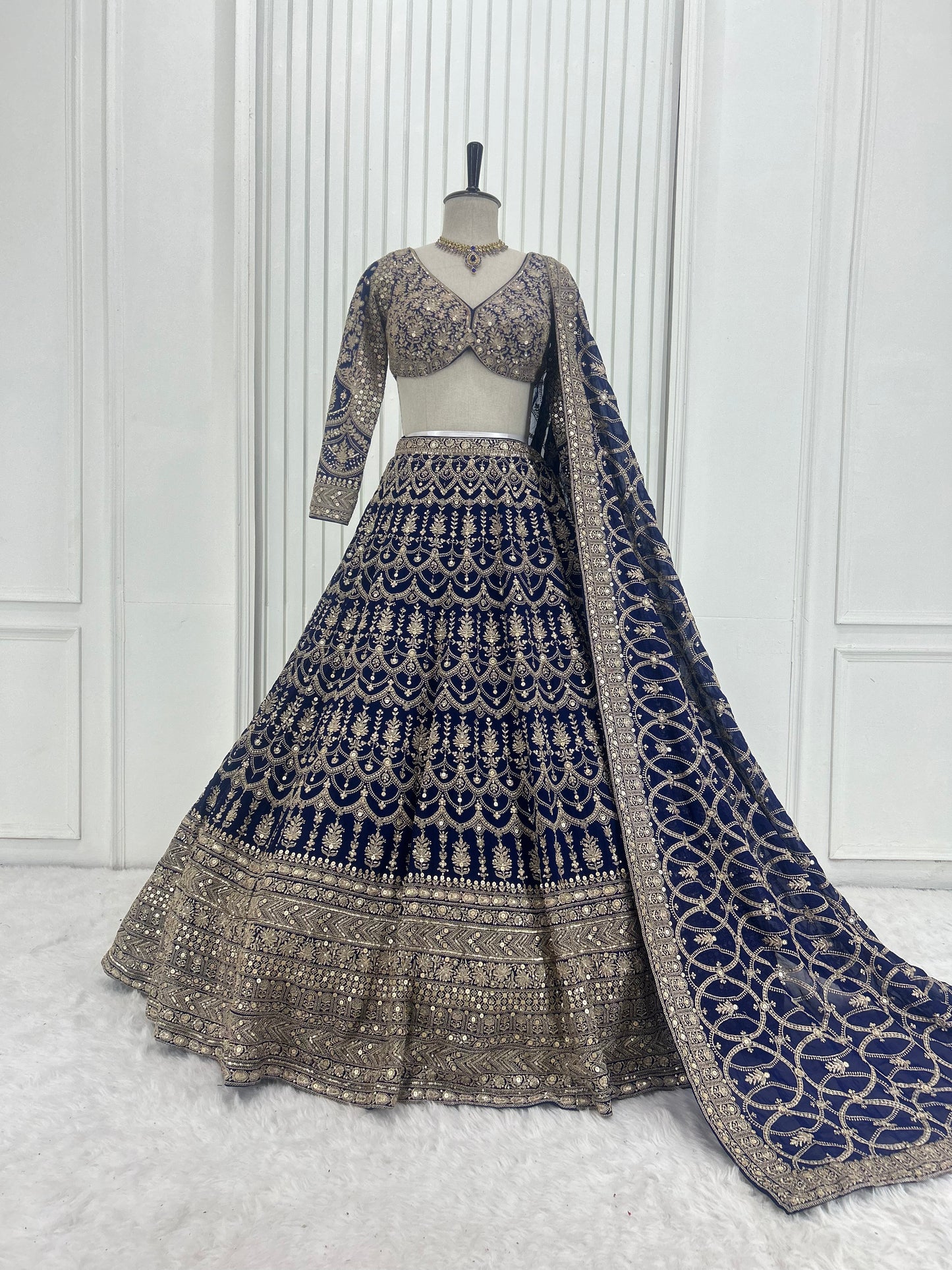 Navy Blue Handwork Lehenga Set