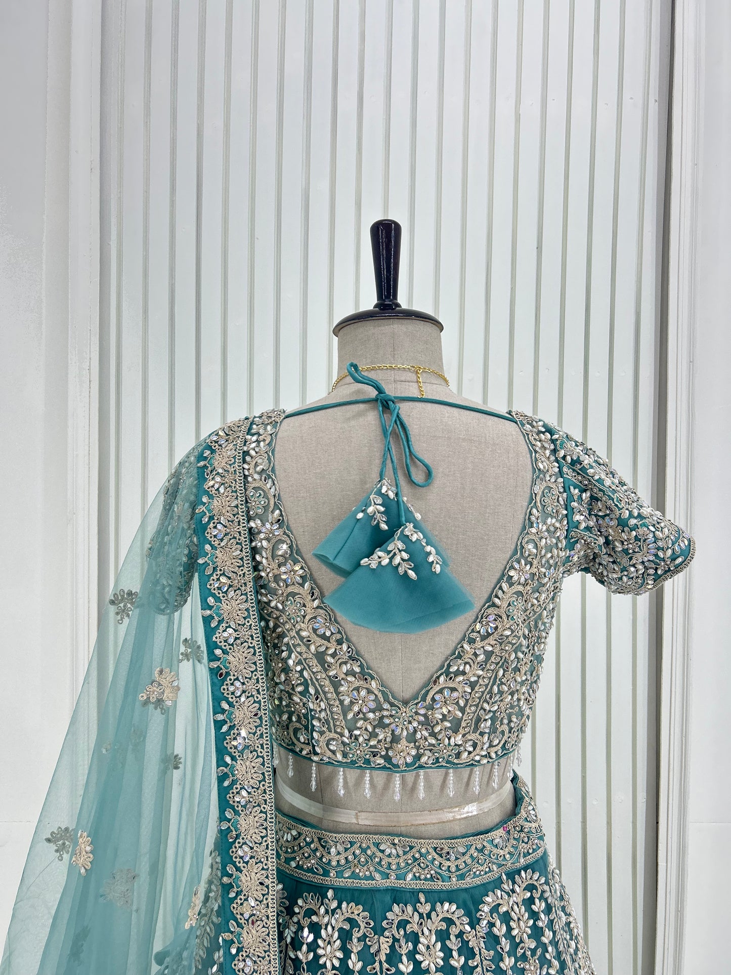 Teal Blue Handwork Lehenga Set