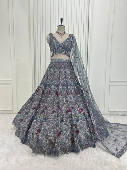 Elegant Grey Lehenga Choli Set