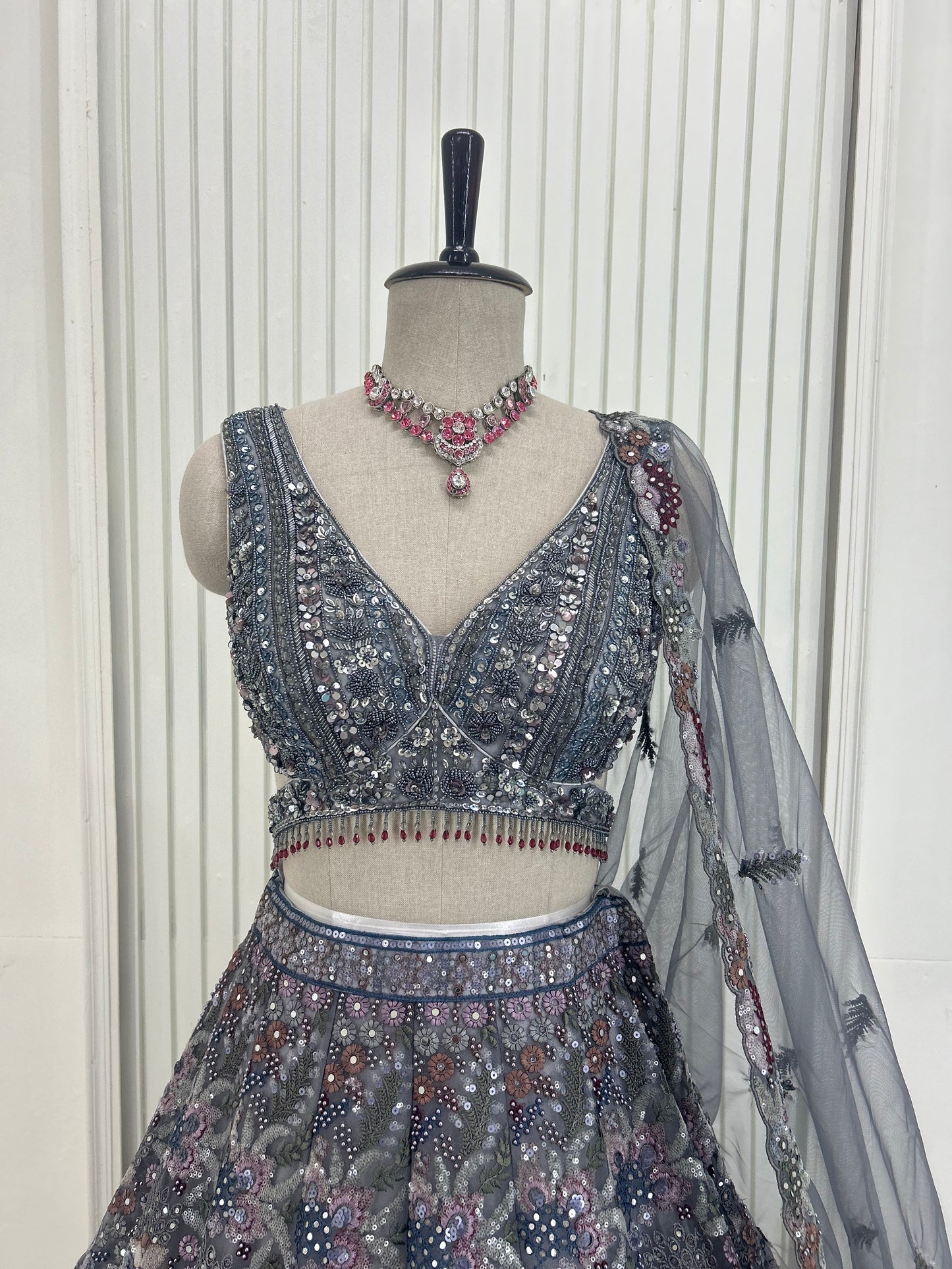 Elegant Grey Lehenga Choli Set