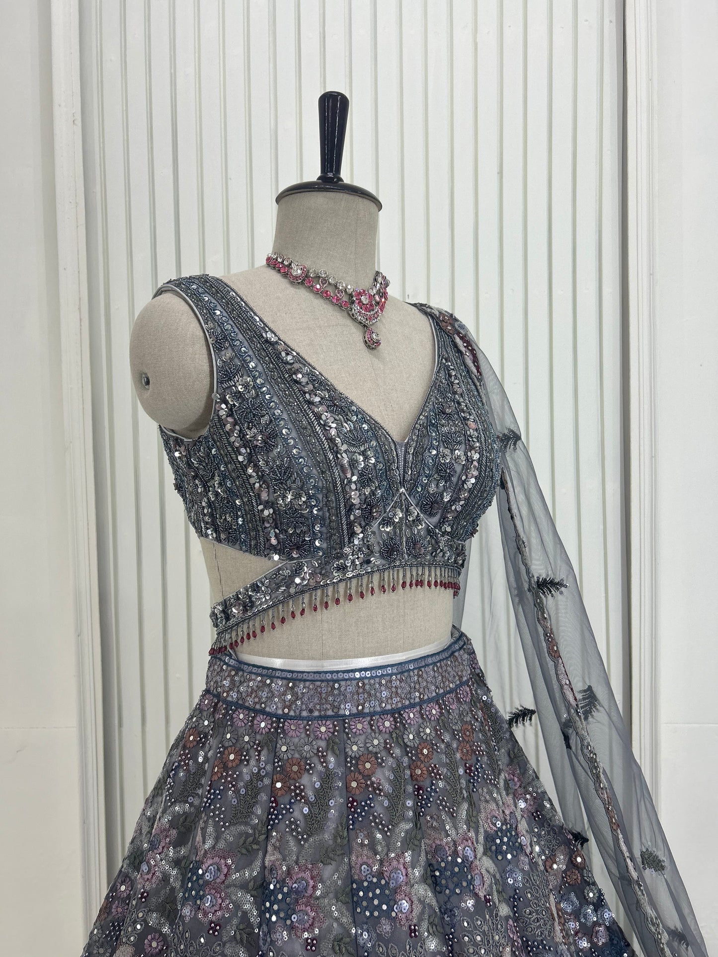 Elegant Grey Lehenga Choli Set