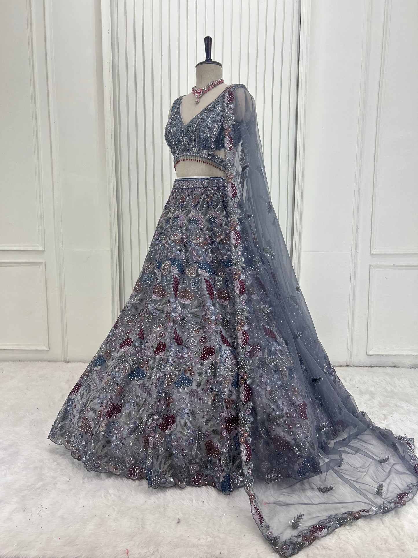 Elegant Grey Lehenga Choli Set