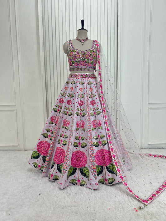 Pink Floral Lehenga Set