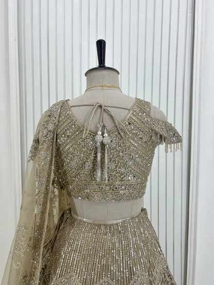 Beige Gold Lehenga Set