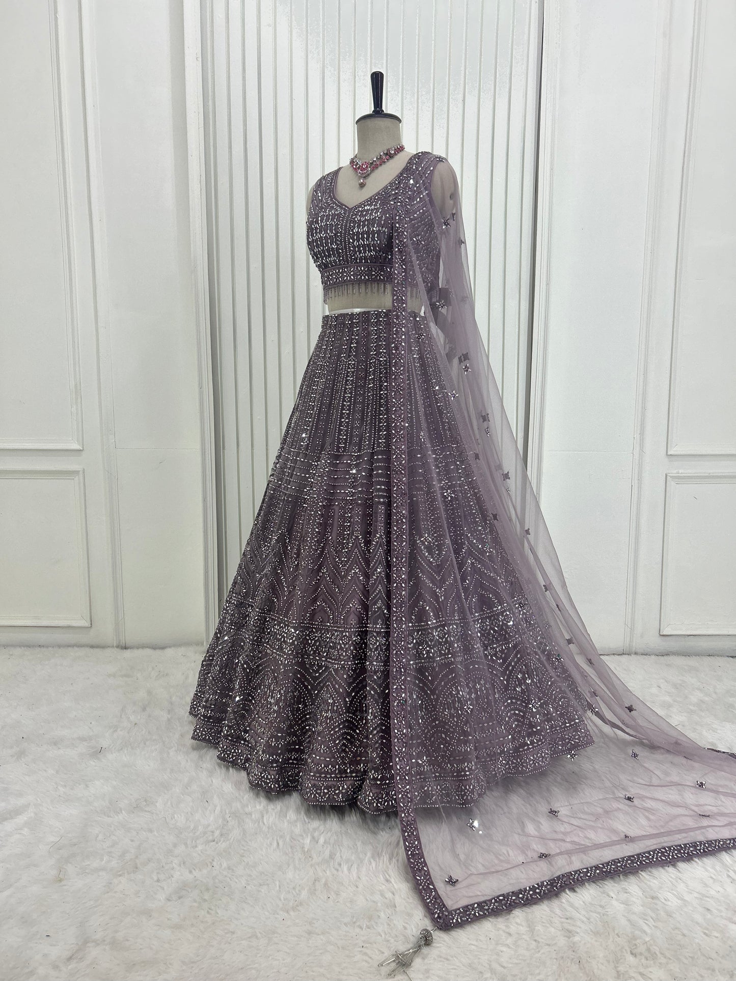 Lavender Handwork Lehenga Set