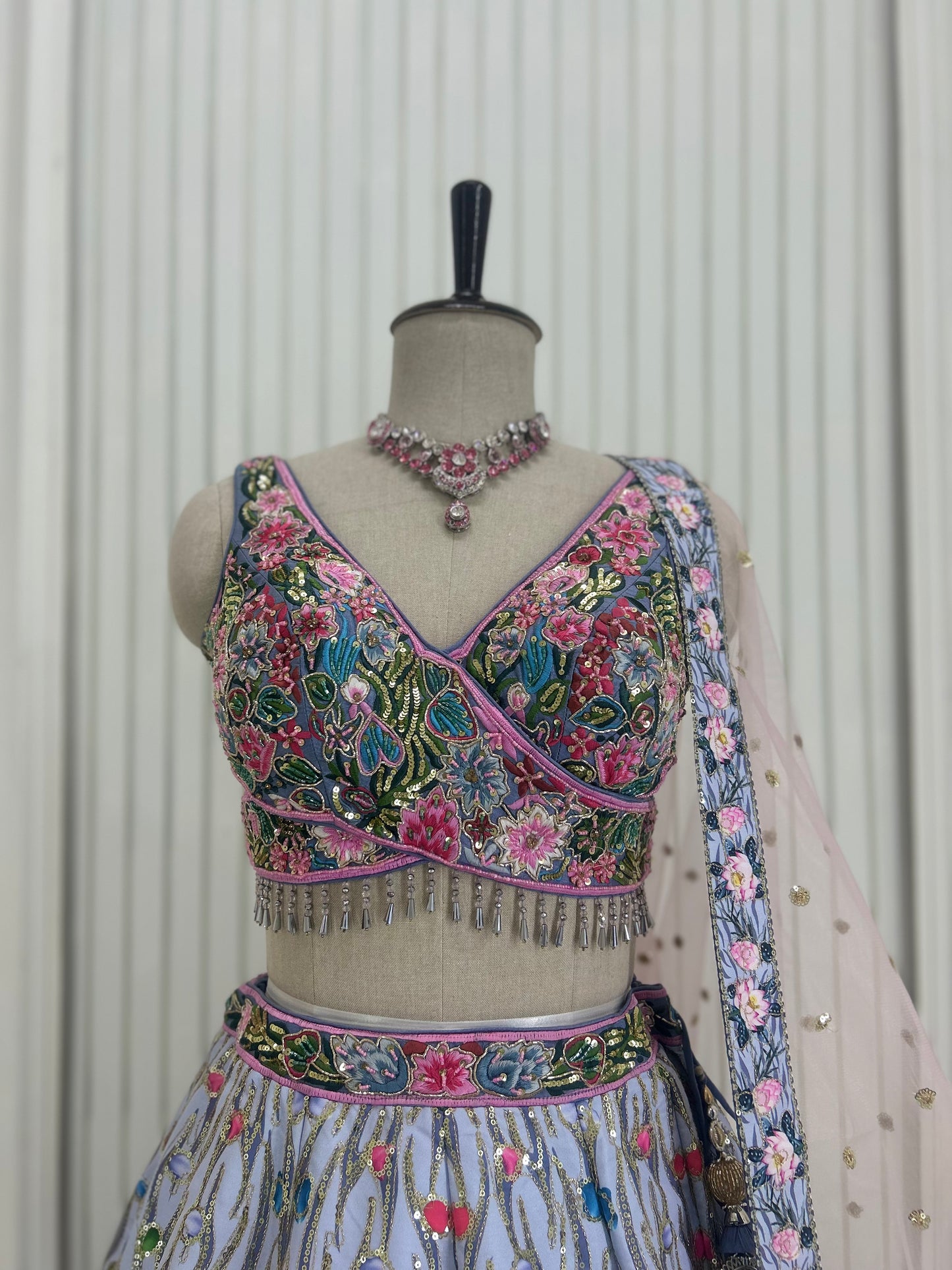 Floral Lehenga Choli with Multi Colored Embroidery