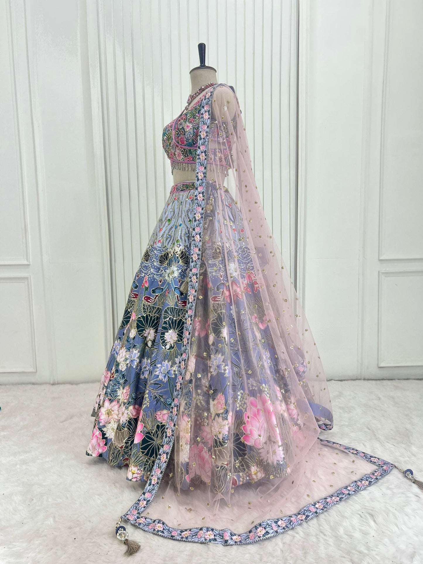 Floral Lehenga Choli with Multi Colored Embroidery