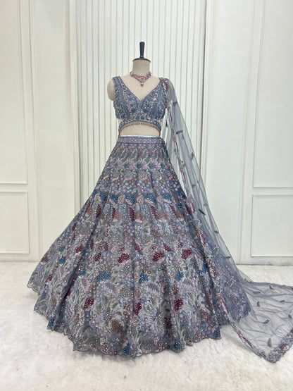 Elegant Grey Lehenga Choli Set