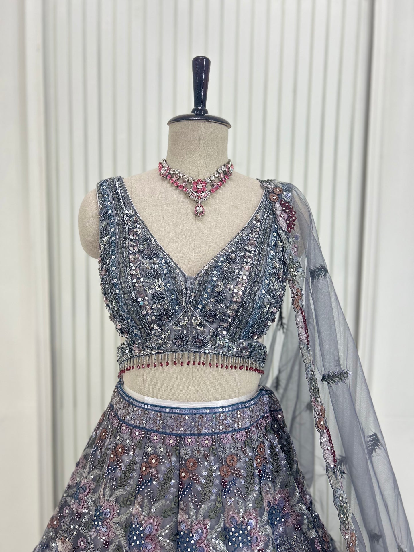 Elegant Grey Lehenga Choli Set