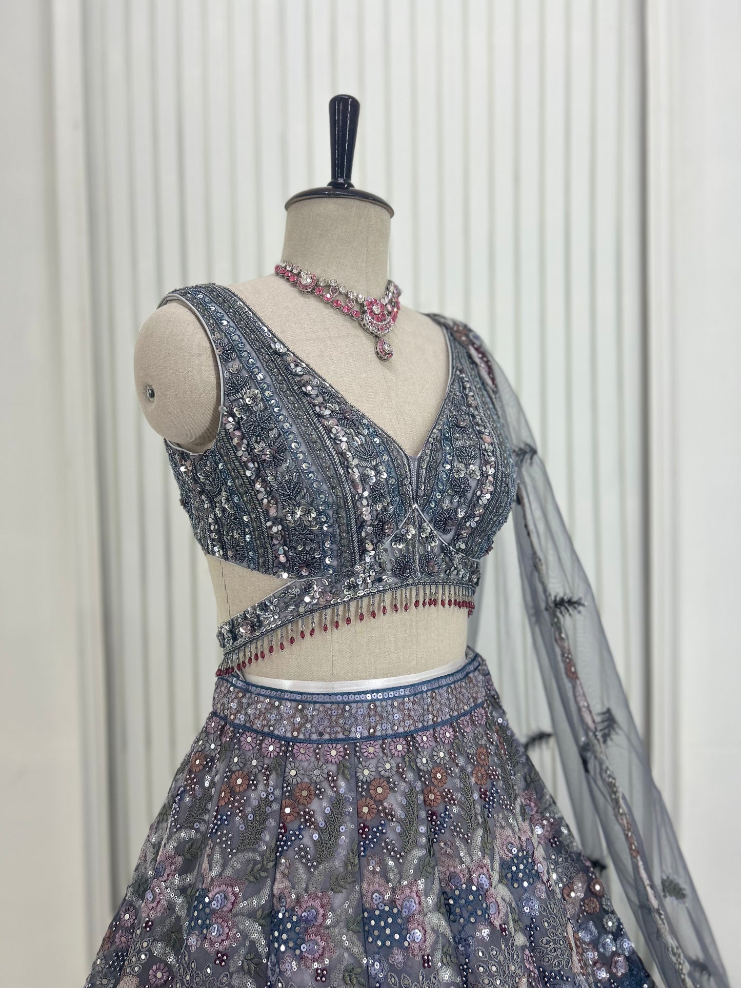 Elegant Grey Lehenga Choli Set