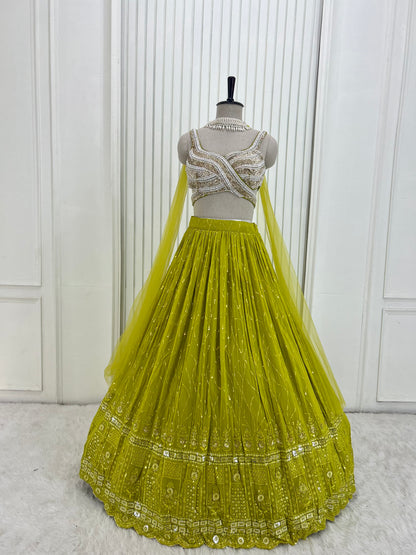 Green Motif Lehenga Set