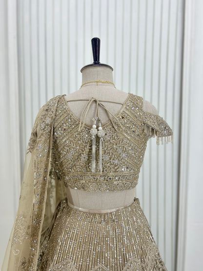 Beige Gold Lehenga Set