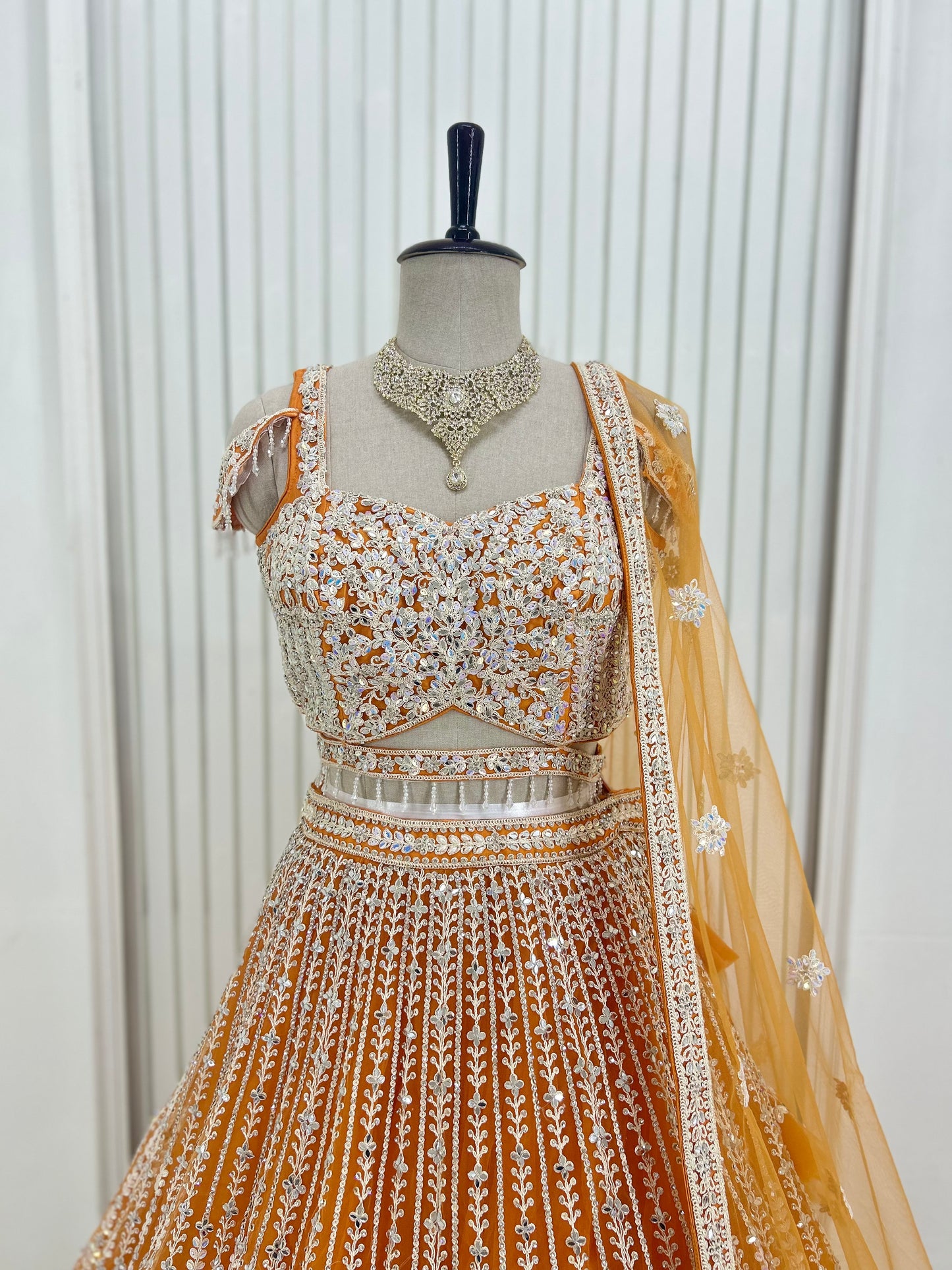 Orange Handwork Lehenga Set