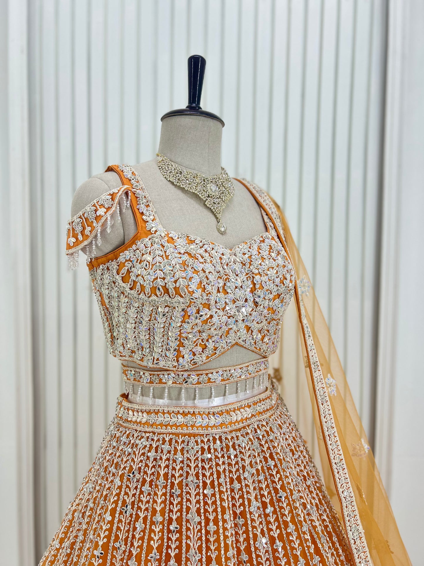 Orange Handwork Lehenga Set