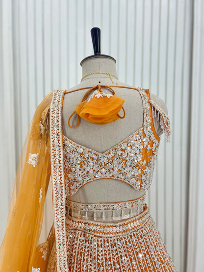 Orange Handwork Lehenga Set