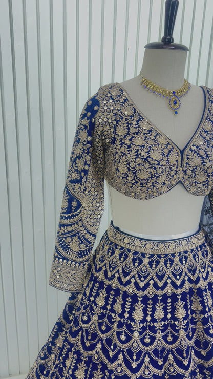 Navy Blue Handwork Lehenga Set