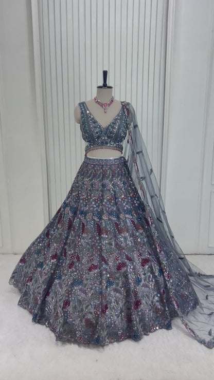 Elegant Grey Lehenga Choli Set